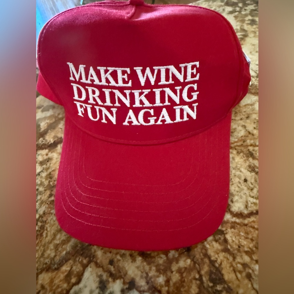 Red Cap with Fun Wine Quote